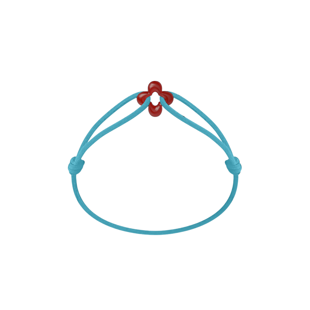 Mini Red Clover Cord Bracelet with Carnelian