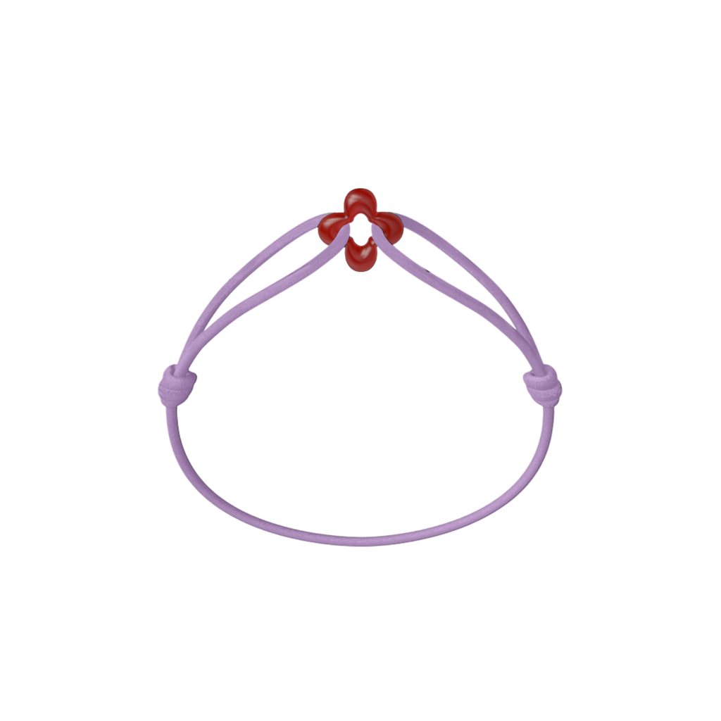 Mini Red Clover Cord Bracelet with Carnelian