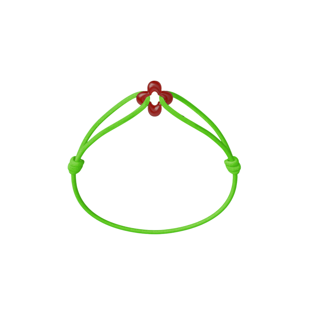 Mini Red Clover Cord Bracelet with Carnelian