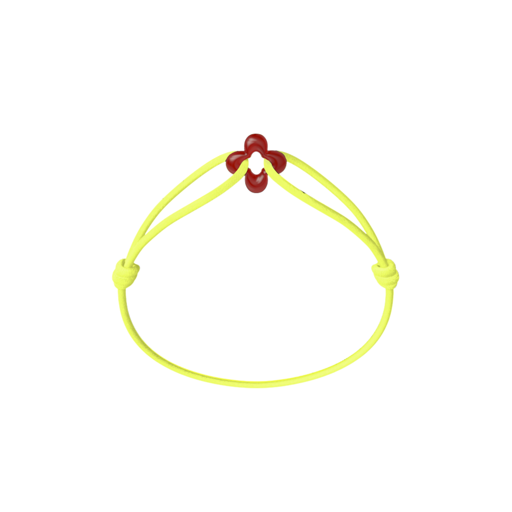 Mini Red Clover Cord Bracelet with Carnelian