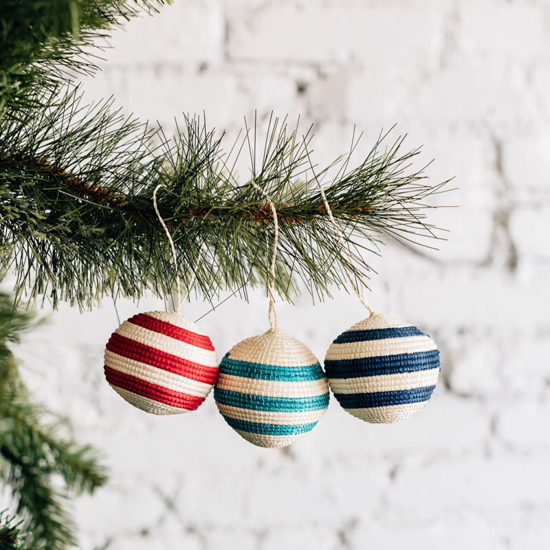 Striped Woven Ball Ornament