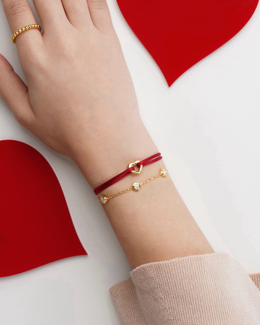 Golden Heart Cord Bracelet