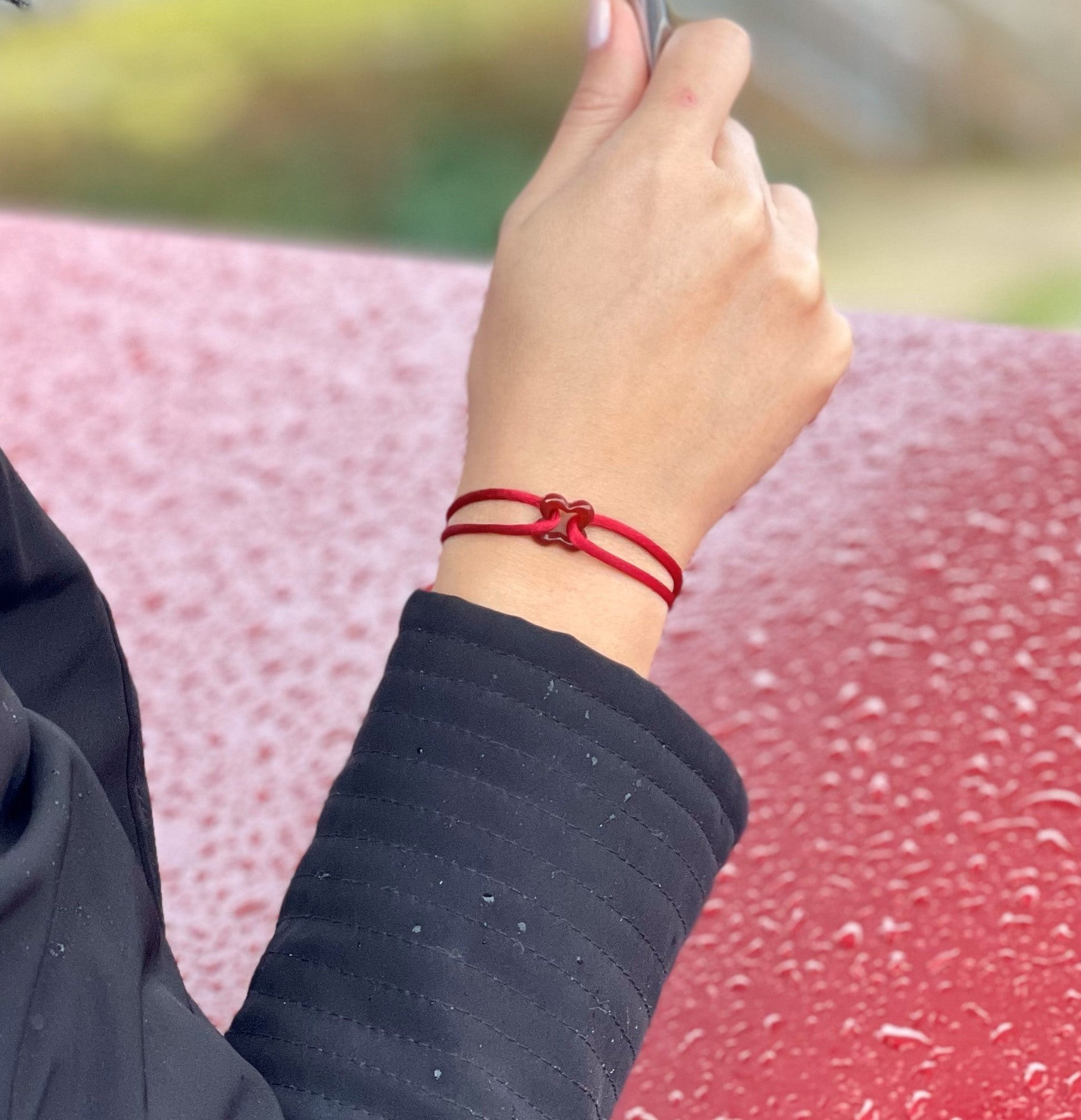 Red Clover Cord Bracelet