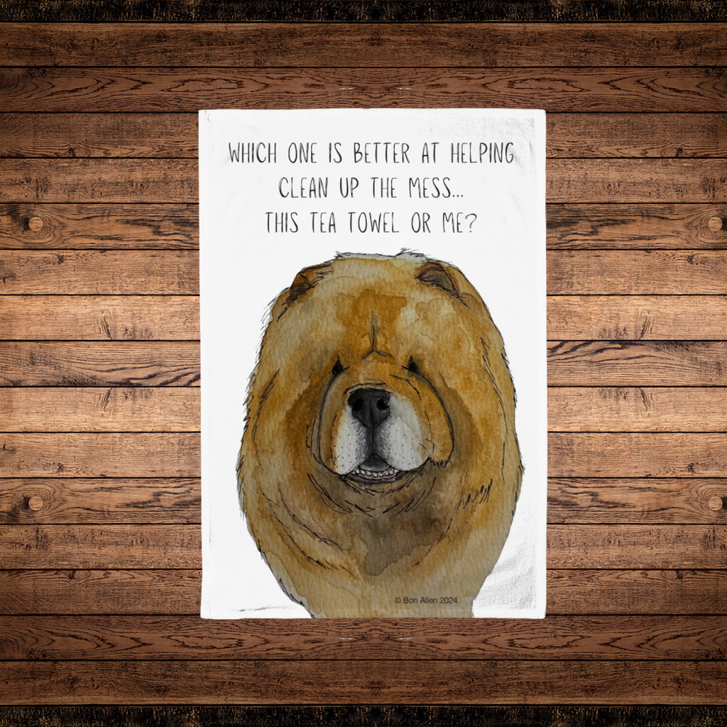 Red Chow Chow Tea Towel – Dry Dishes with a Fluffy Touch!