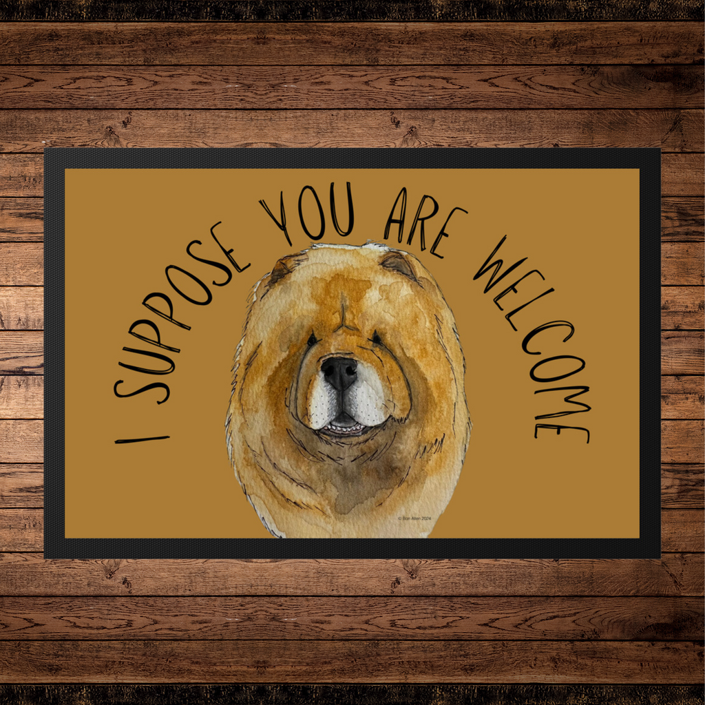 Charming Red Chow Chow Doormat – 'I Suppose You Are Welcome'!