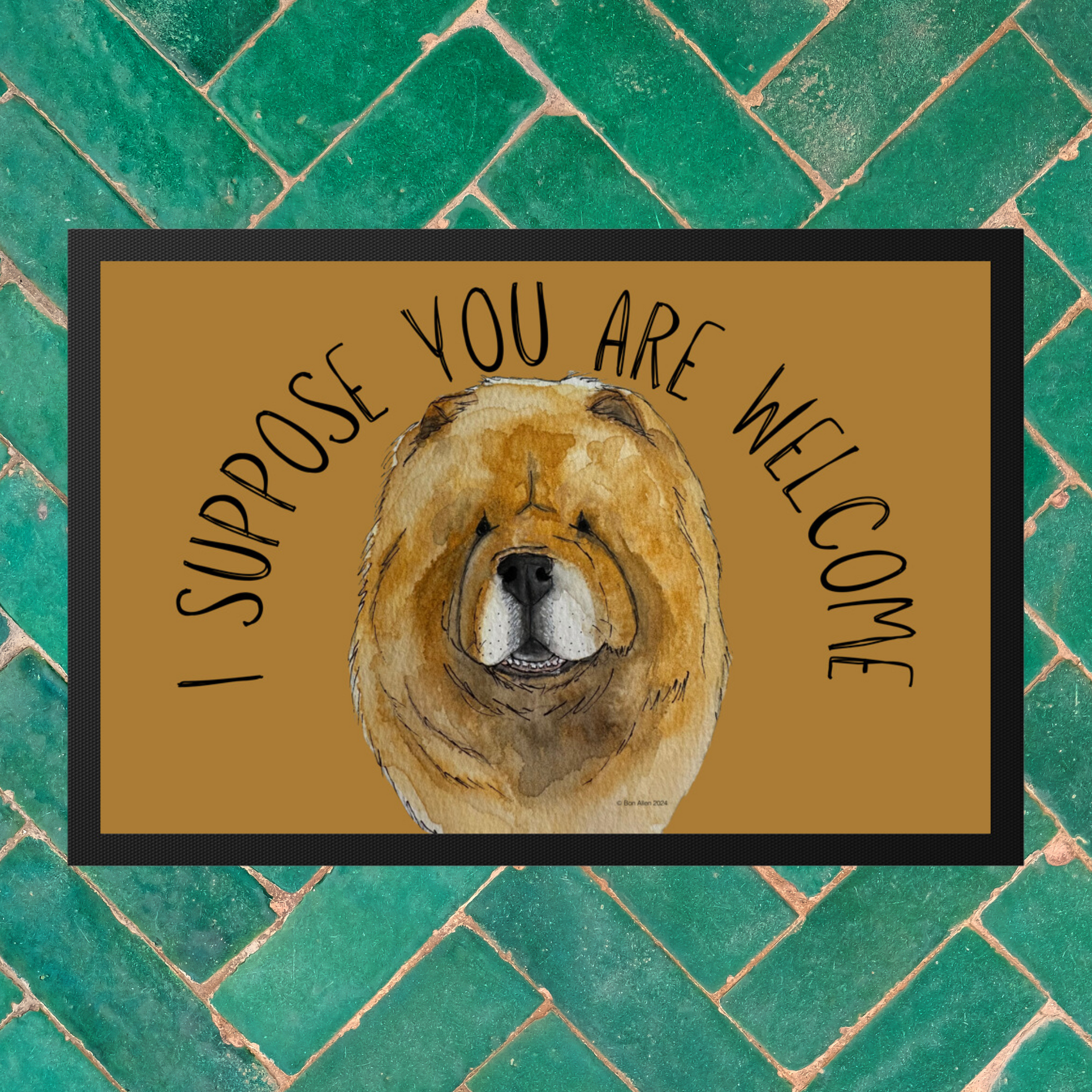 Charming Red Chow Chow Doormat – 'I Suppose You Are Welcome'!