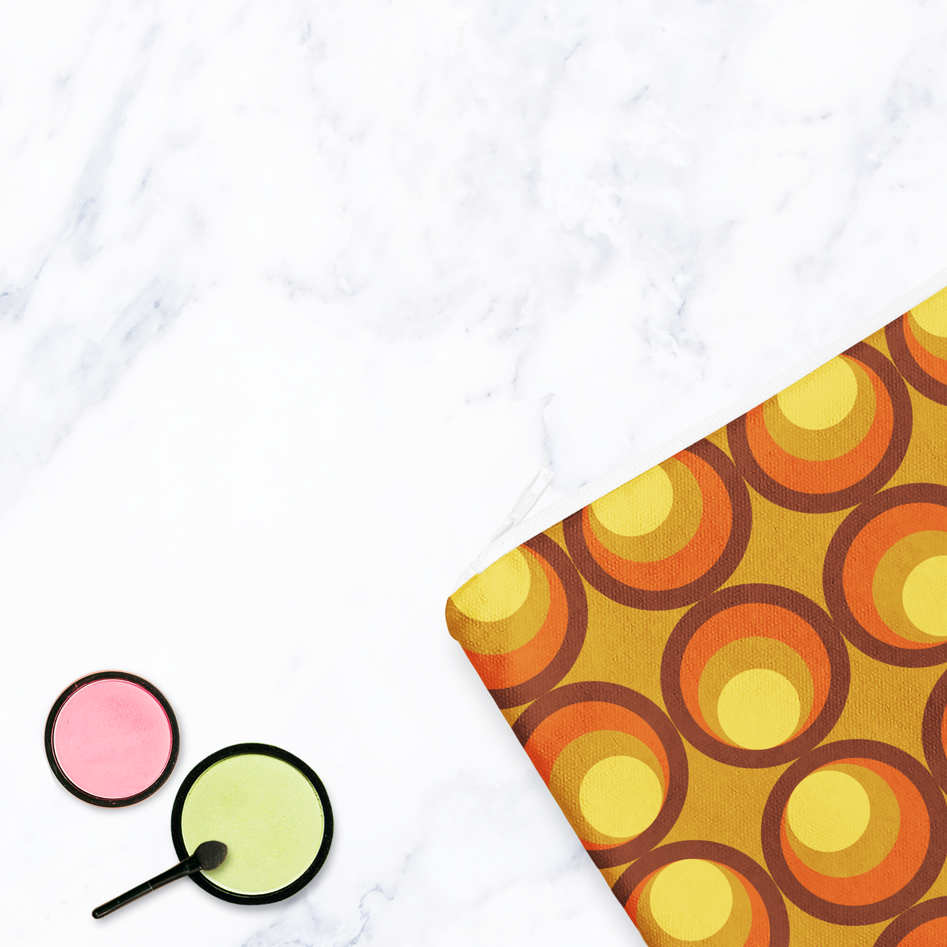 Mustard and Orange 70s Retro Make Up Bag