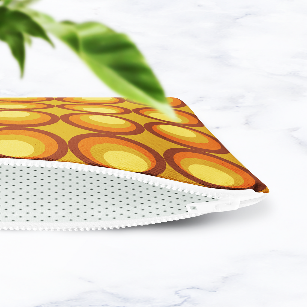 Mustard and Orange 70s Retro Make Up Bag