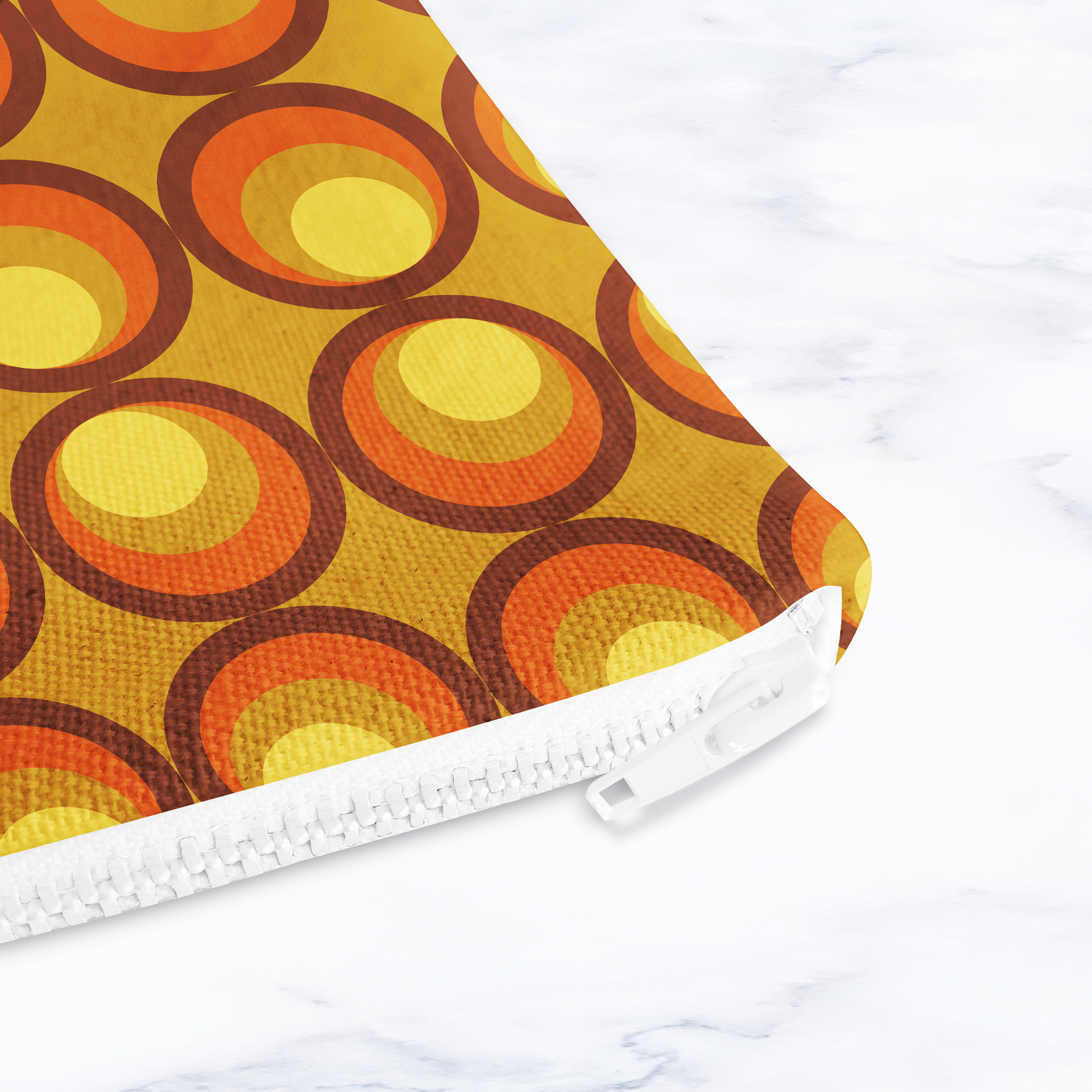 Mustard and Orange 70s Retro Make Up Bag