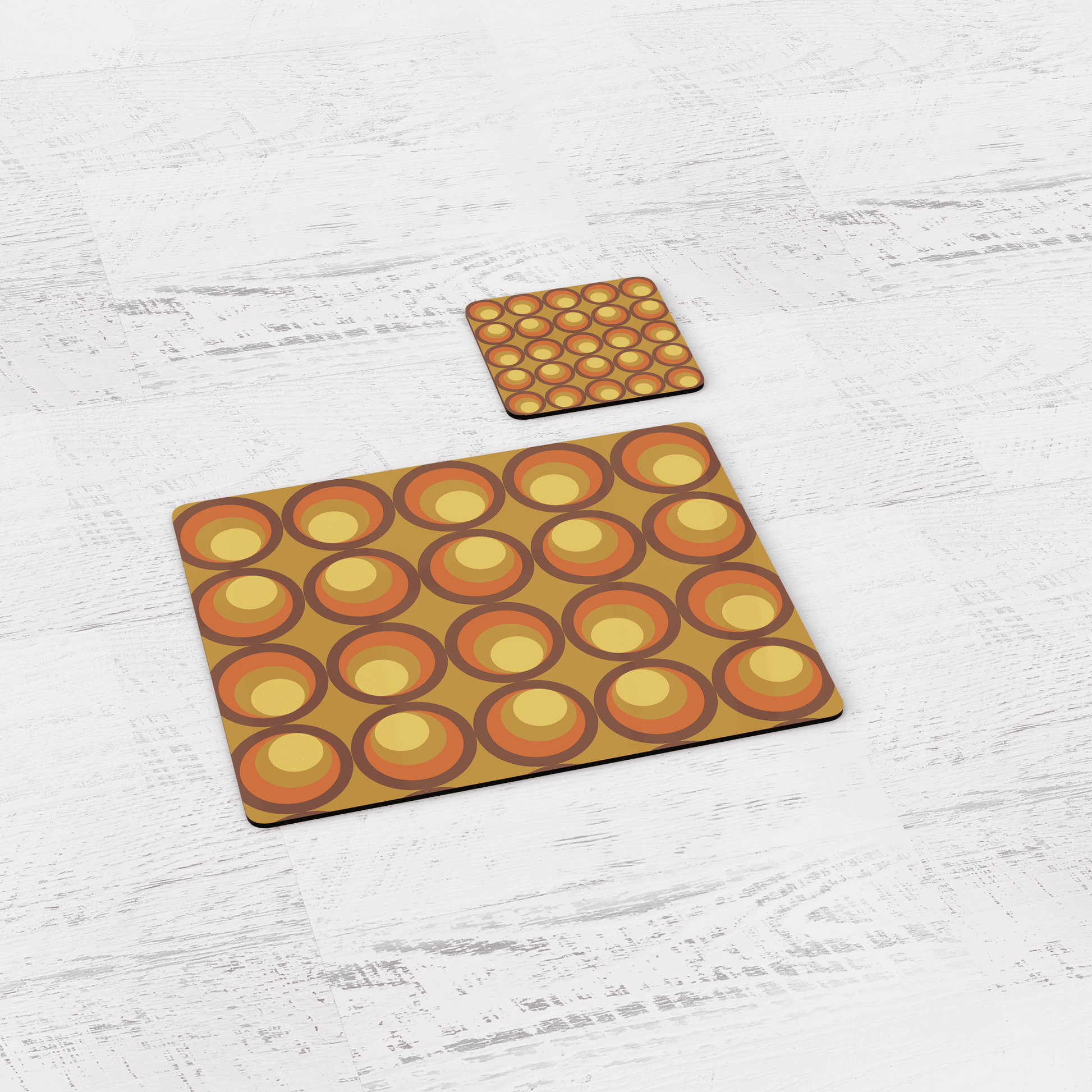 Brown and Orange Retro Geometric Placemats, Set of 4 or Set of 6