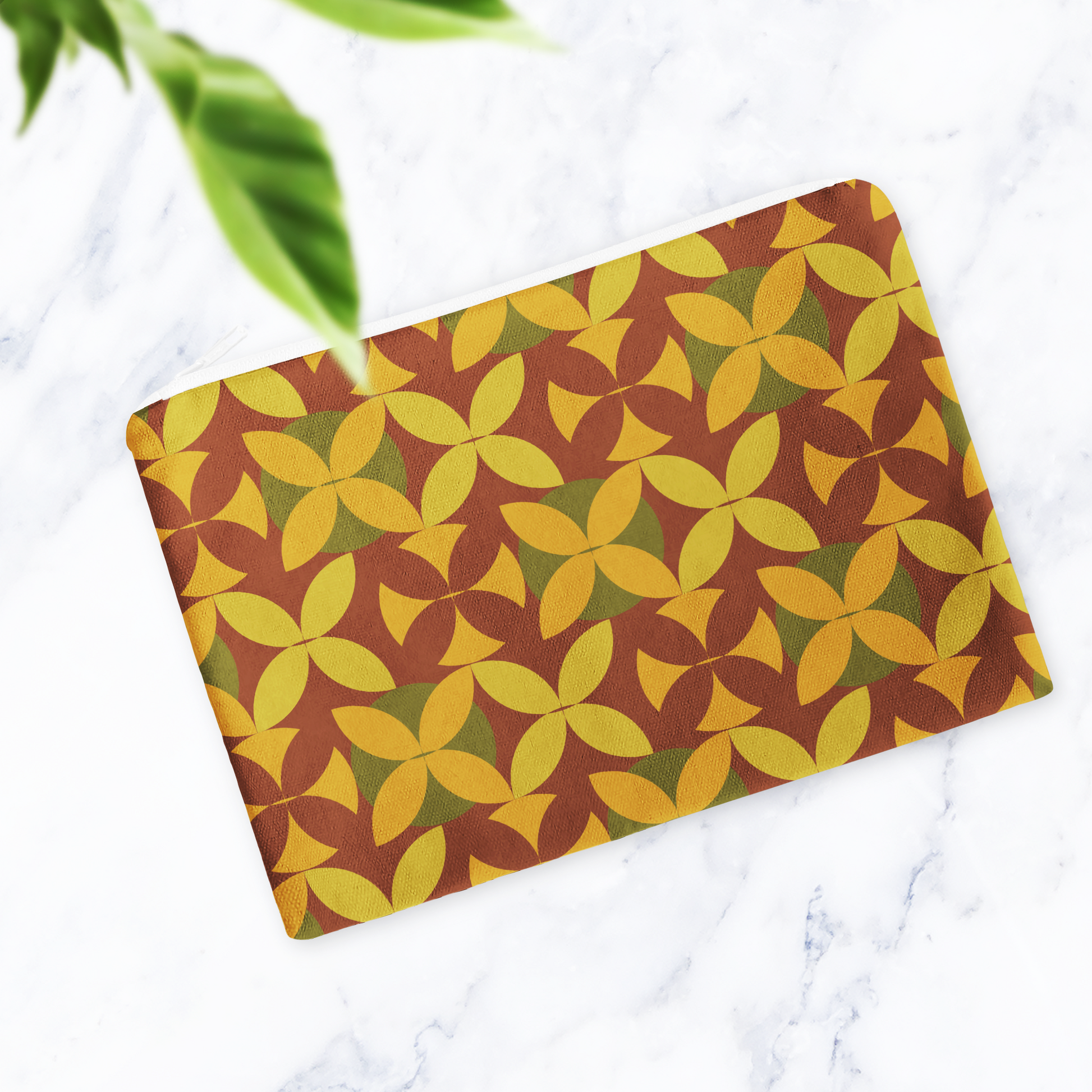 Brown and Green Retro Make Up Bag