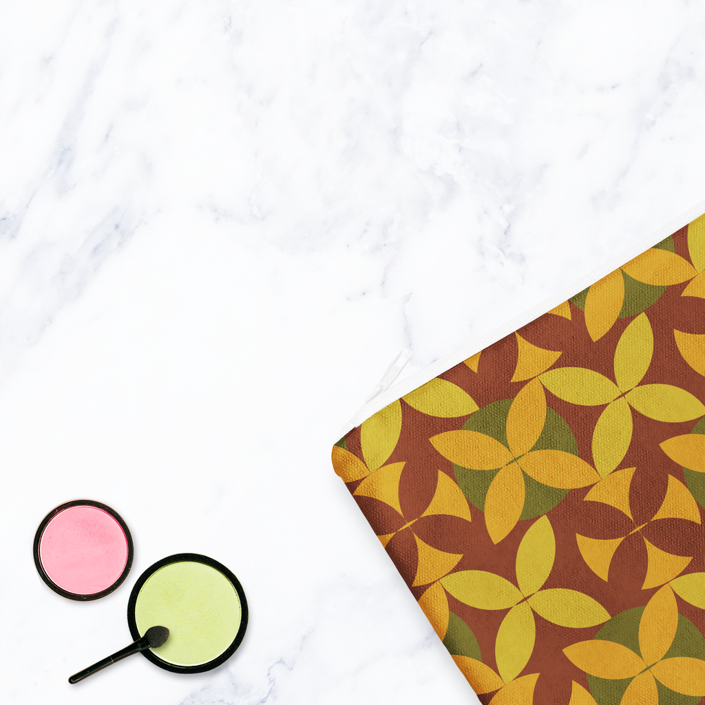 Brown and Green Retro Make Up Bag