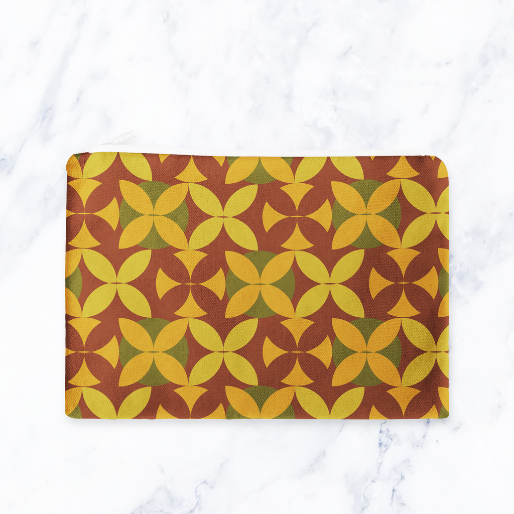 Brown and Green Retro Make Up Bag