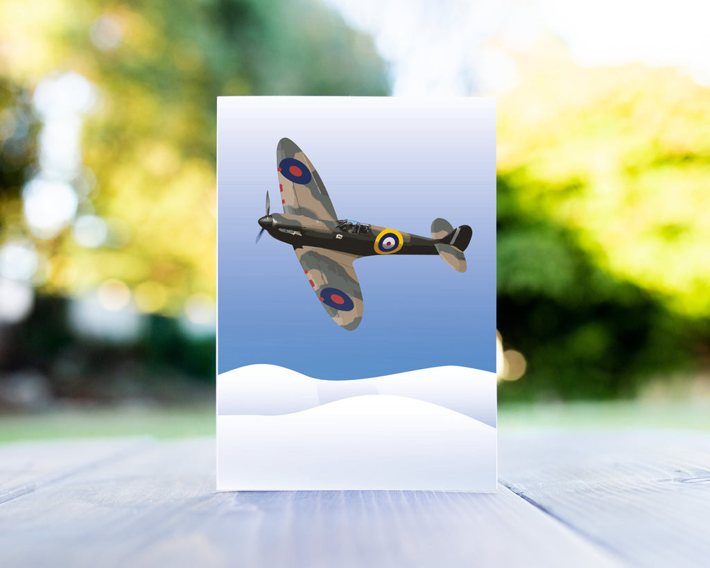 Spitfire Christmas Card with Red Envelope