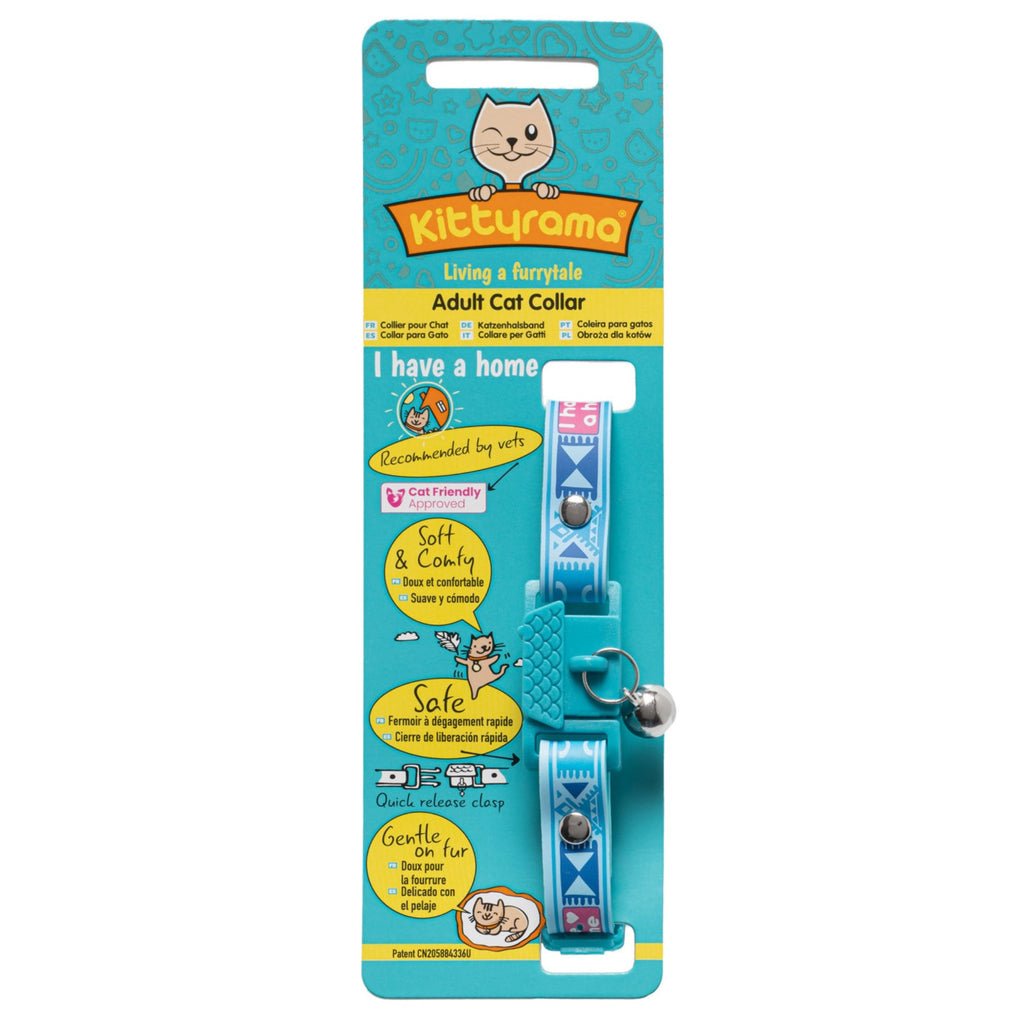 KITTYRAMA RIVER 'I HAVE A HOME' CAT COLLAR - Quick Release, Breakaway, Hypoallergenic