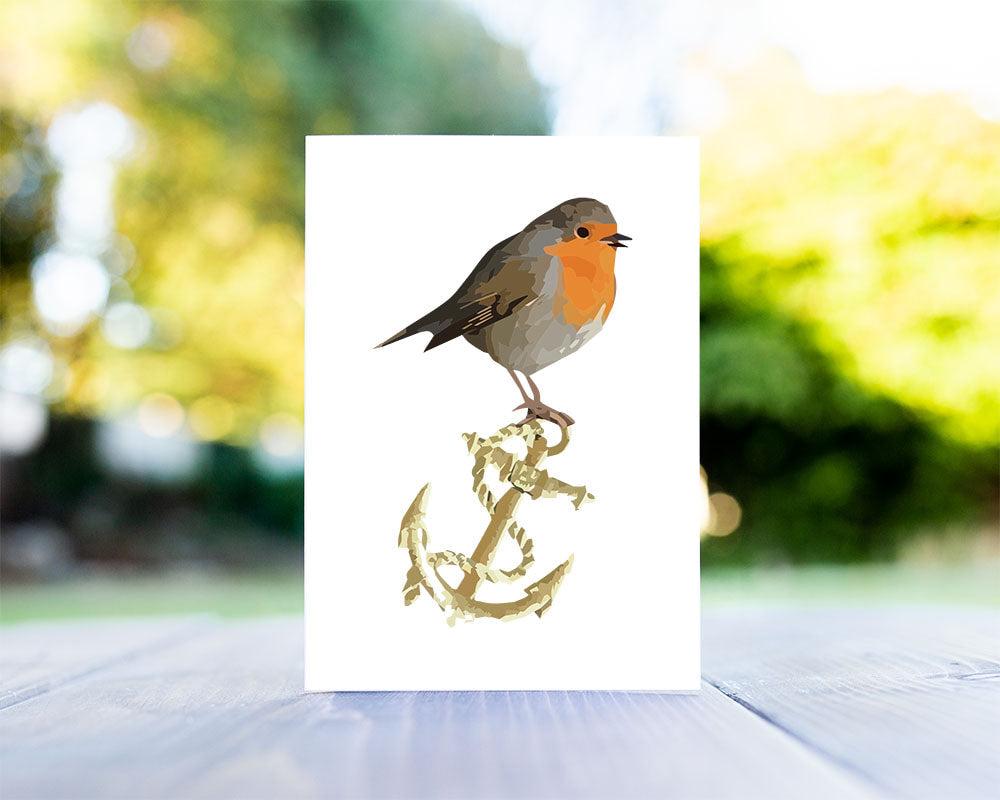 Robin and Anchor Christmas Card