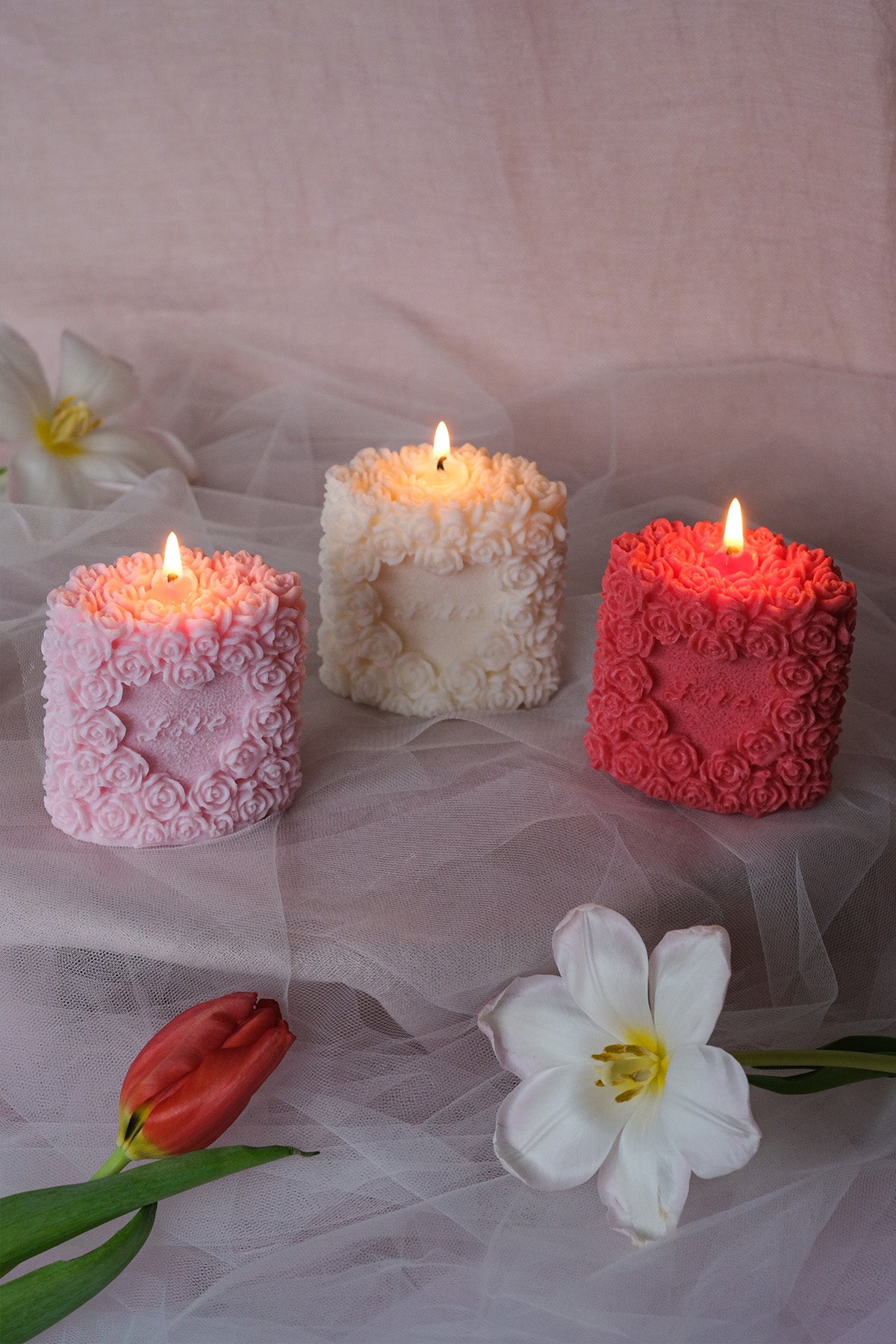 Rose Pillar Candle