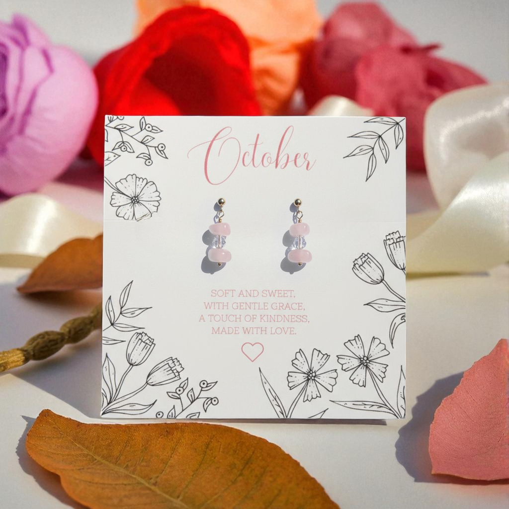 Rose Quartz Gemstone Earrings in Sterling Silver or Gold Filled