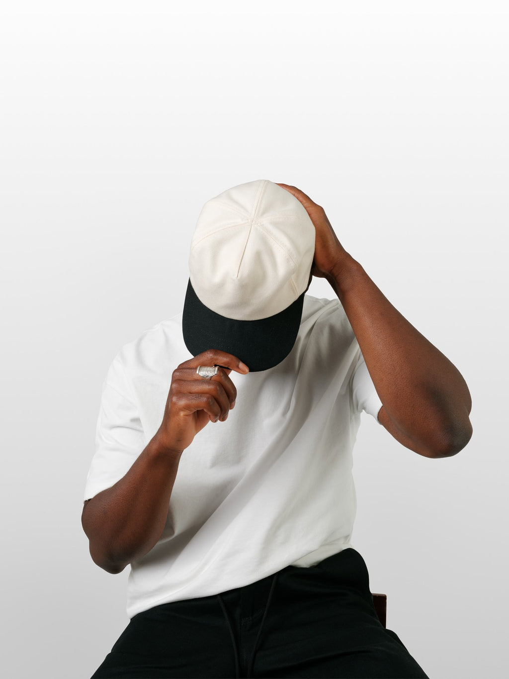 CAP 002 Black Ecru Handmade Denim Cap