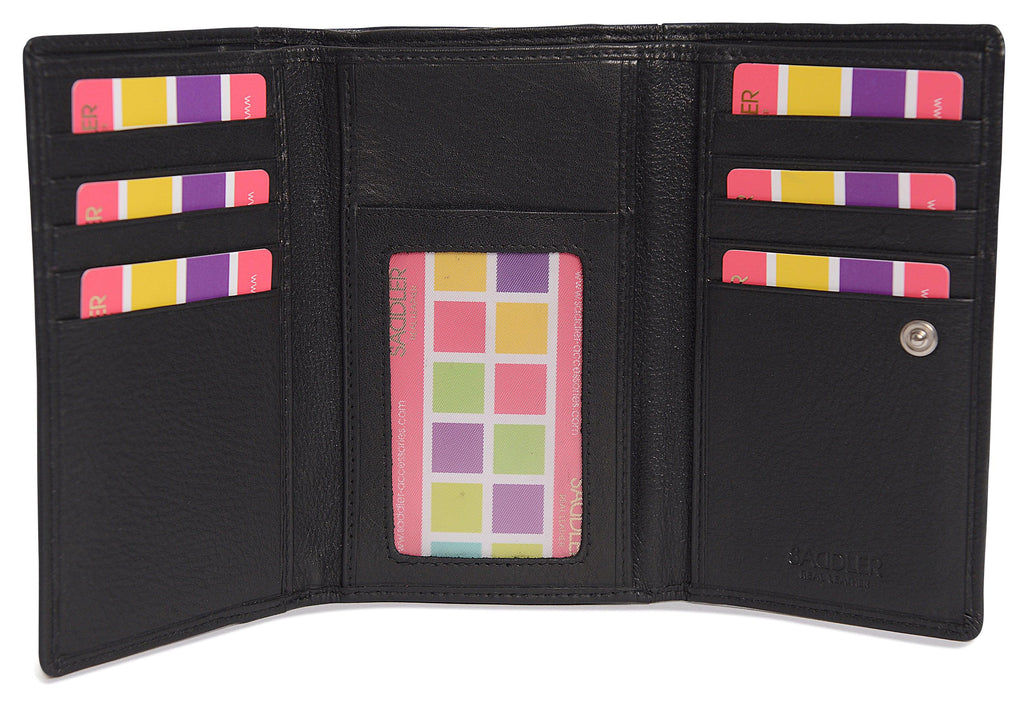Handmade Leather Trifold Purse with RFID Protection and 8 Card Slots