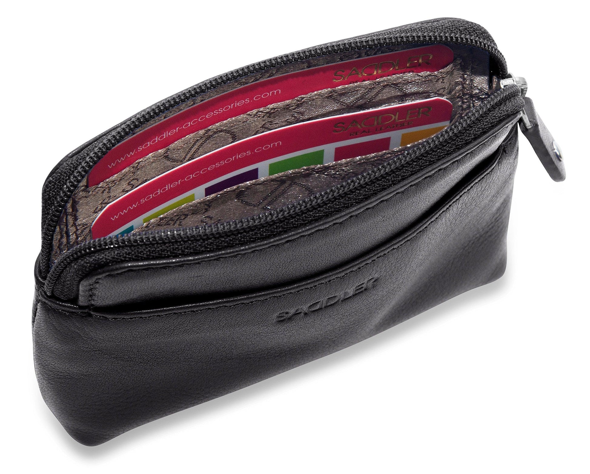 Compact Leather Zip Top Purse Pia Handmade RFID Protected