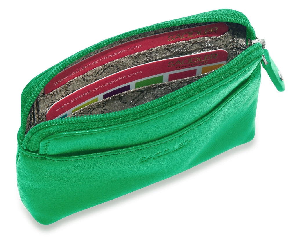 Compact Leather Zip Top Purse Pia Handmade RFID Protected