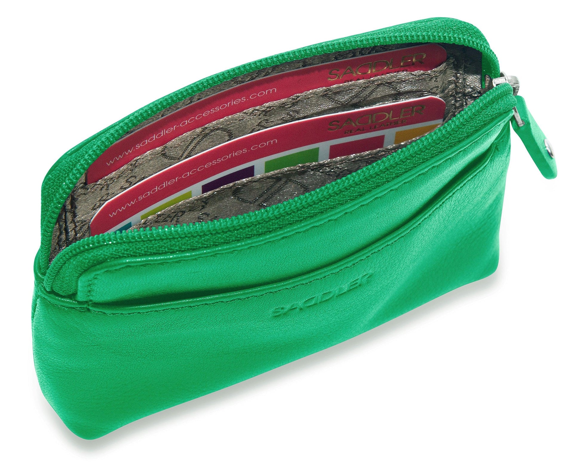 Compact Leather Zip Top Purse Pia Handmade RFID Protected