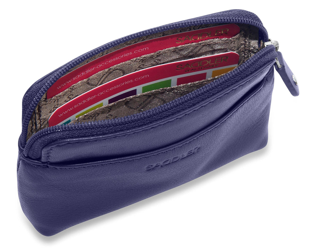 Compact Leather Zip Top Purse Pia Handmade RFID Protected