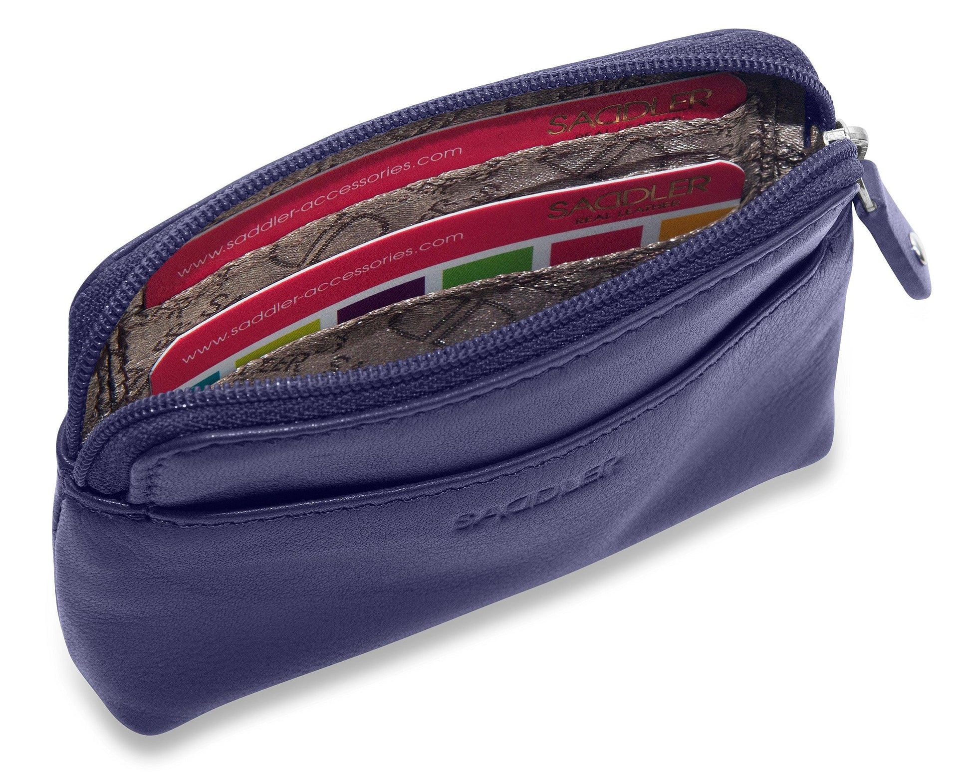 Compact Leather Zip Top Purse Pia Handmade RFID Protected