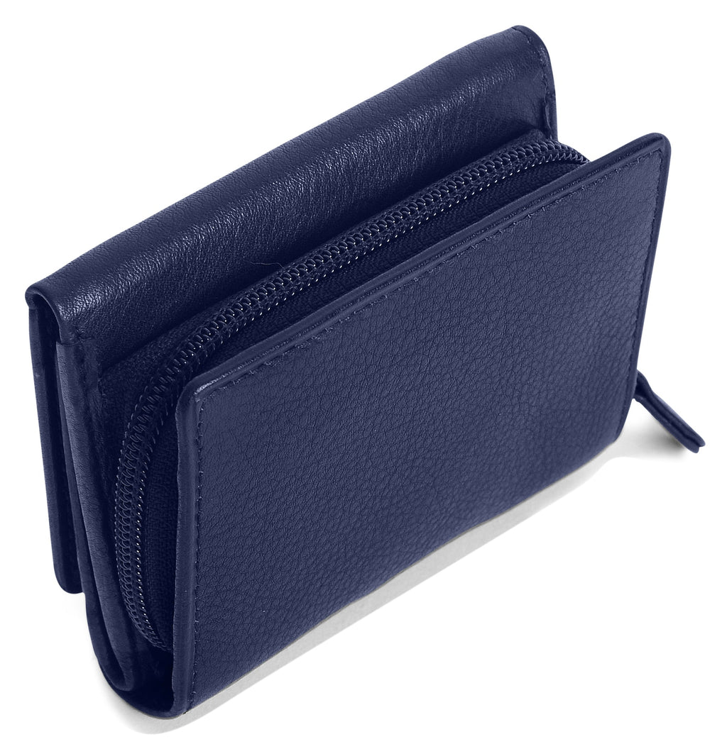 Handmade Leather Compact Trifold Purse with RFID Protection