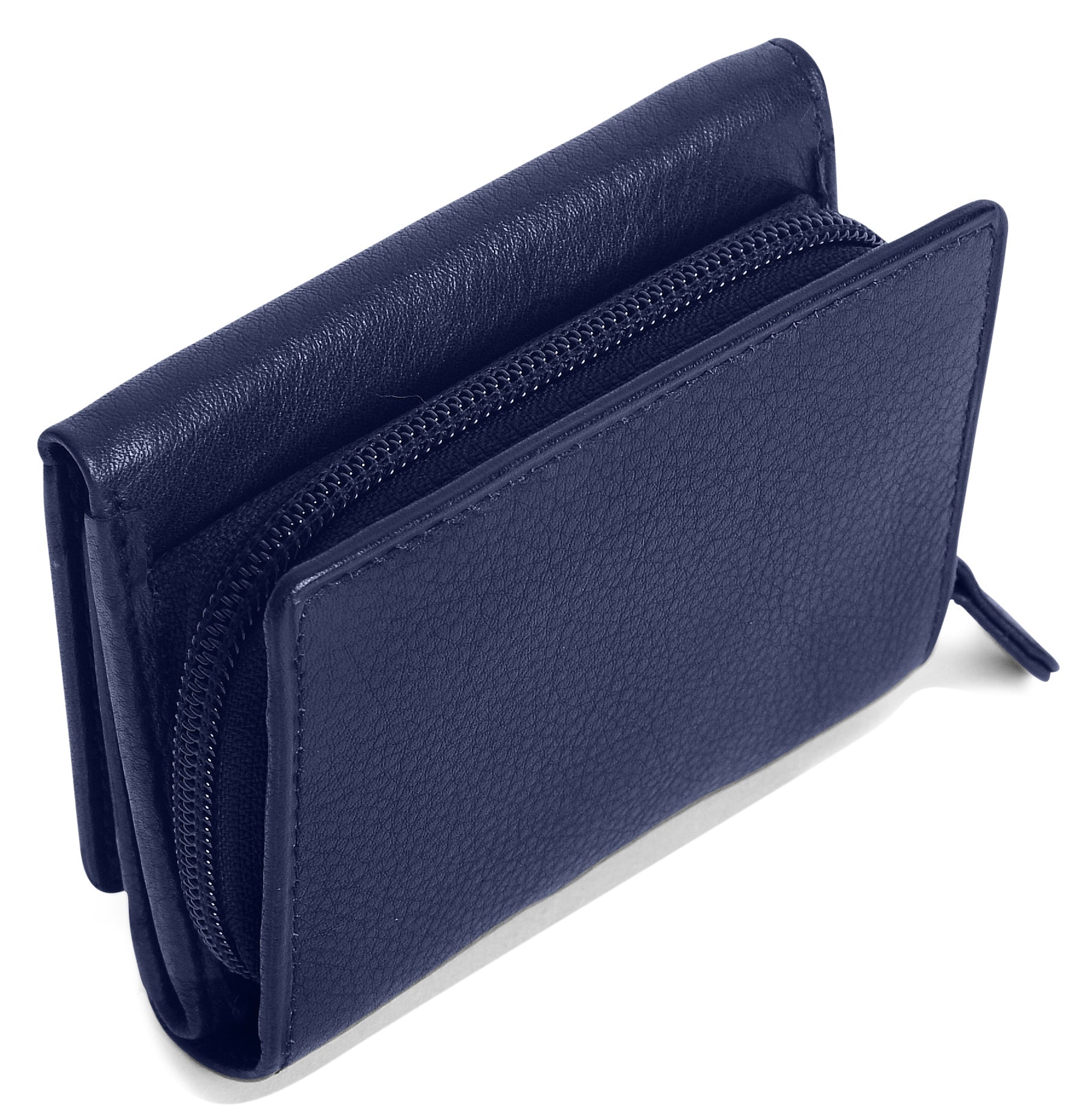 Handmade Leather Compact Trifold Purse with RFID Protection