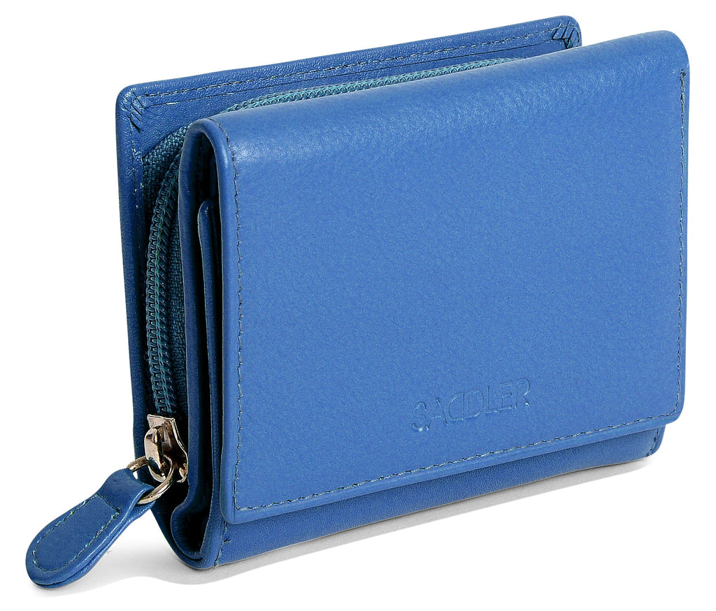 Handmade Leather Compact Trifold Purse with RFID Protection