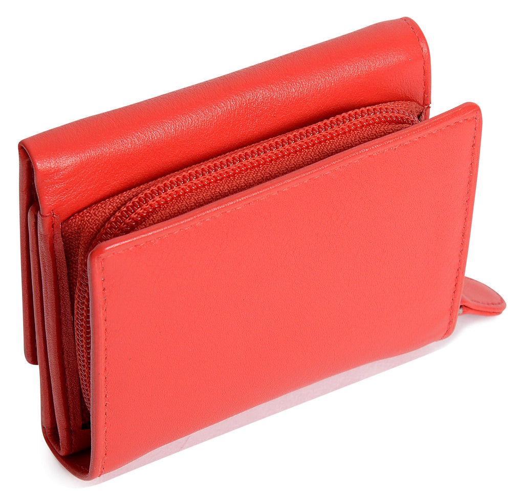 Handmade Leather Compact Trifold Purse with RFID Protection
