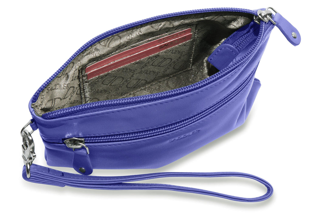 Scarlett Leather Zip Top Mini Clutch and Phone Holder