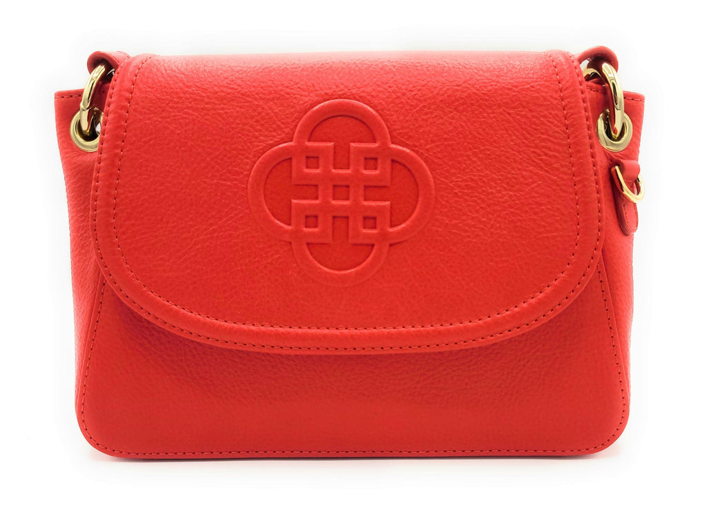 Emma Real Leather Flapover Handbag with Ring Detail