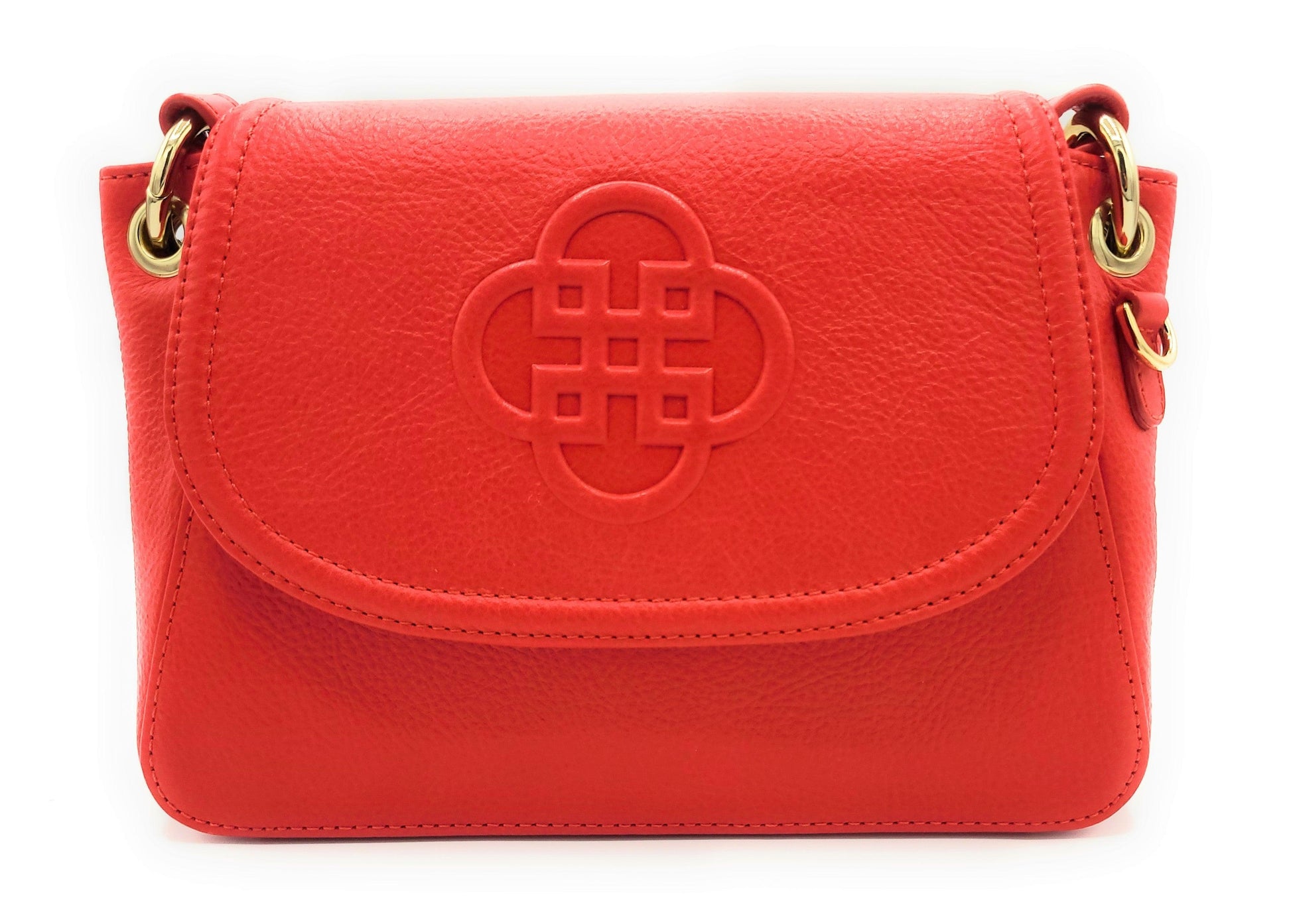 Emma Real Leather Flapover Handbag with Ring Detail