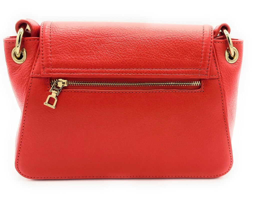 Emma Real Leather Flapover Handbag with Ring Detail