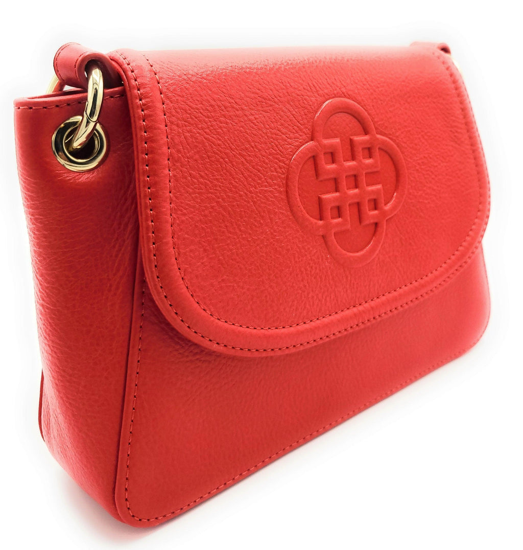 Emma Real Leather Flapover Handbag with Ring Detail