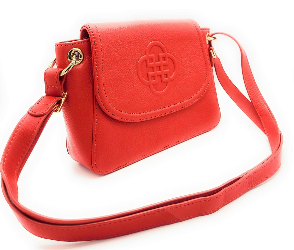 Emma Real Leather Flapover Handbag with Ring Detail