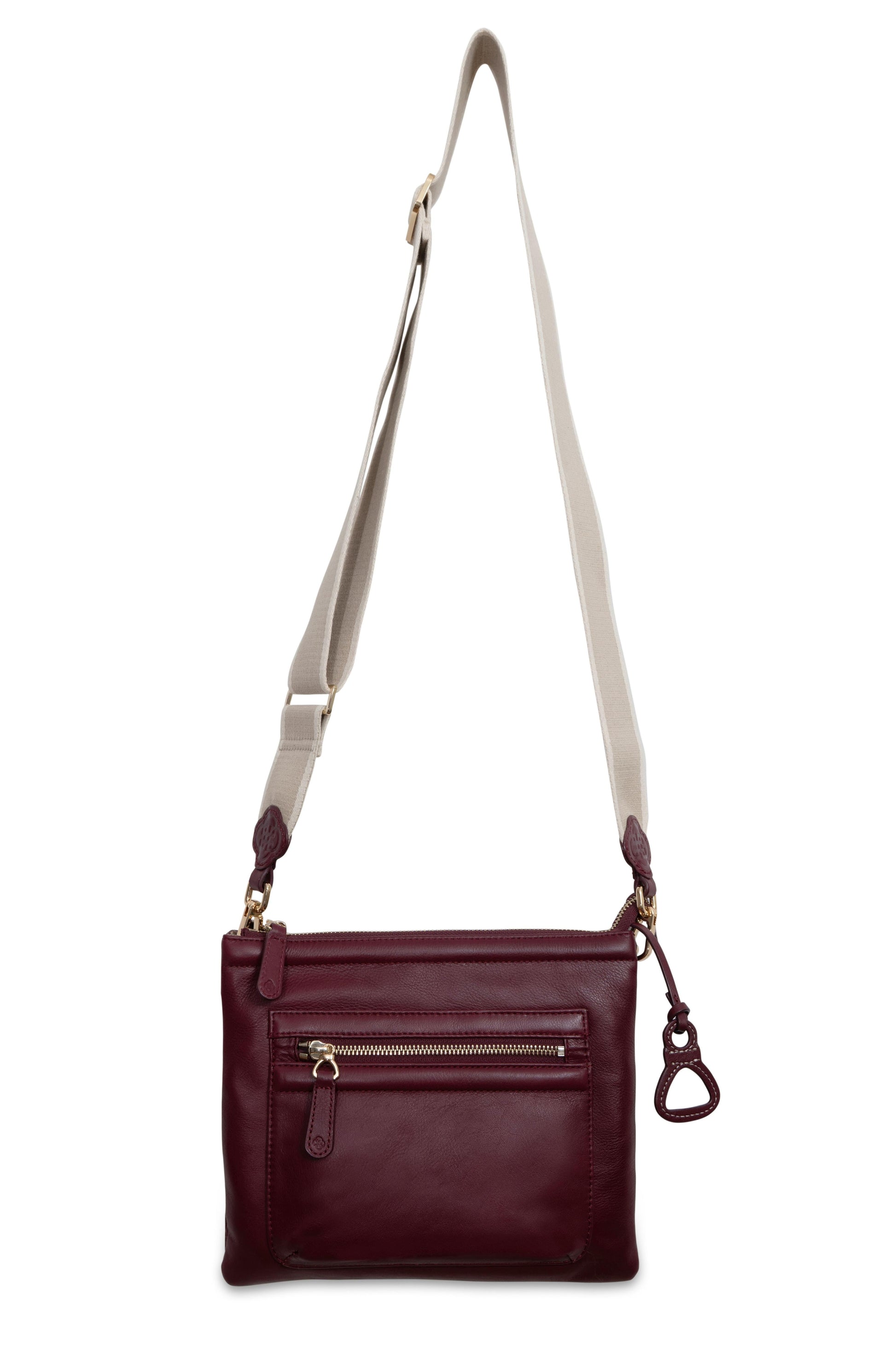 Ellen Leather 3 Section Zip Top Crossbody Bag
