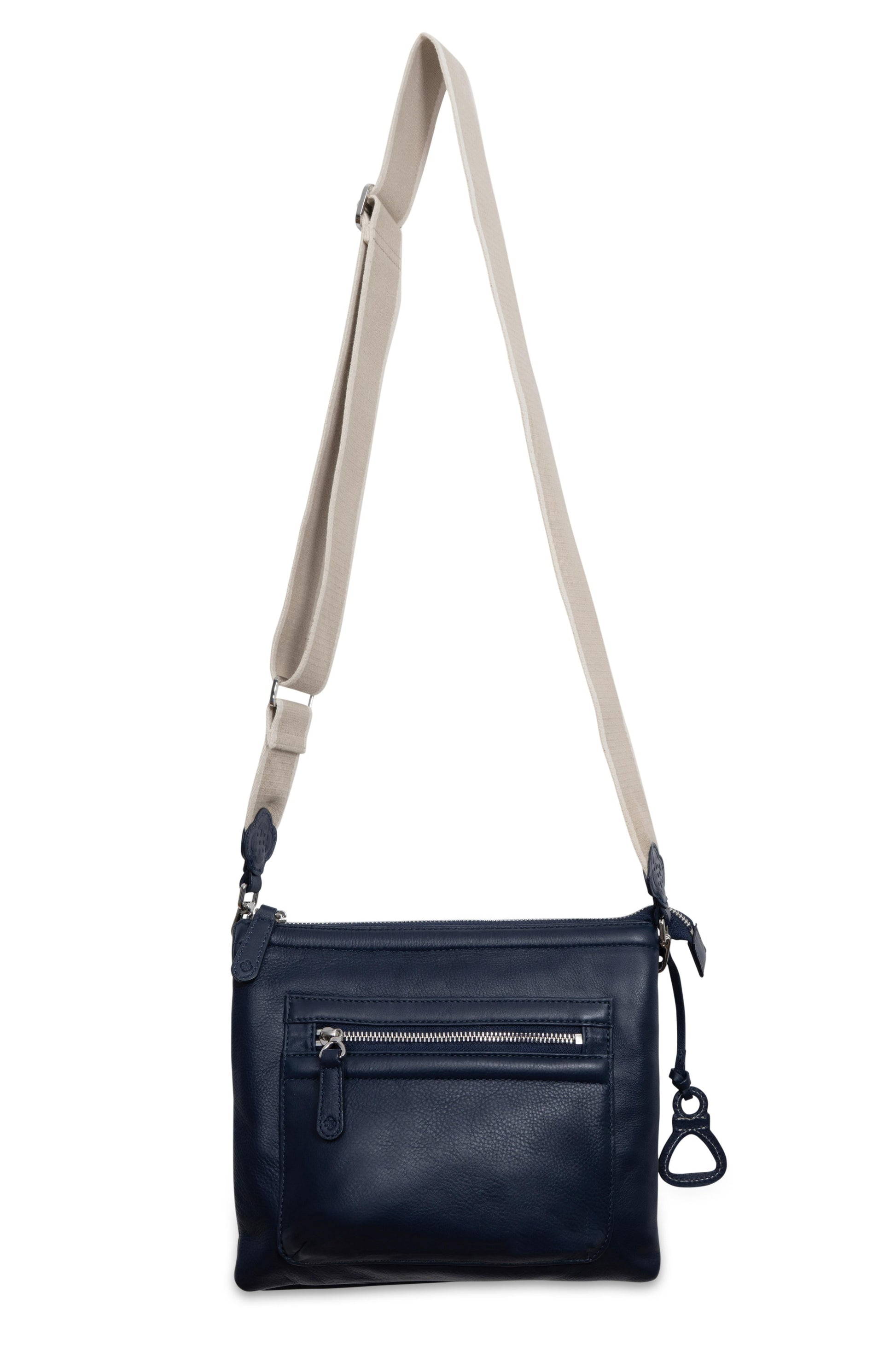 Ellen Leather 3 Section Zip Top Crossbody Bag
