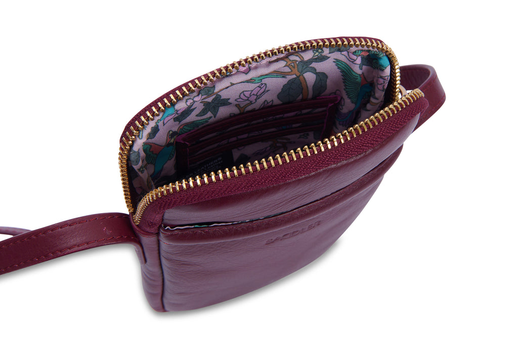 Margot Real Leather Crossbody Zip Top RFID Phone Pouch Gift Boxed