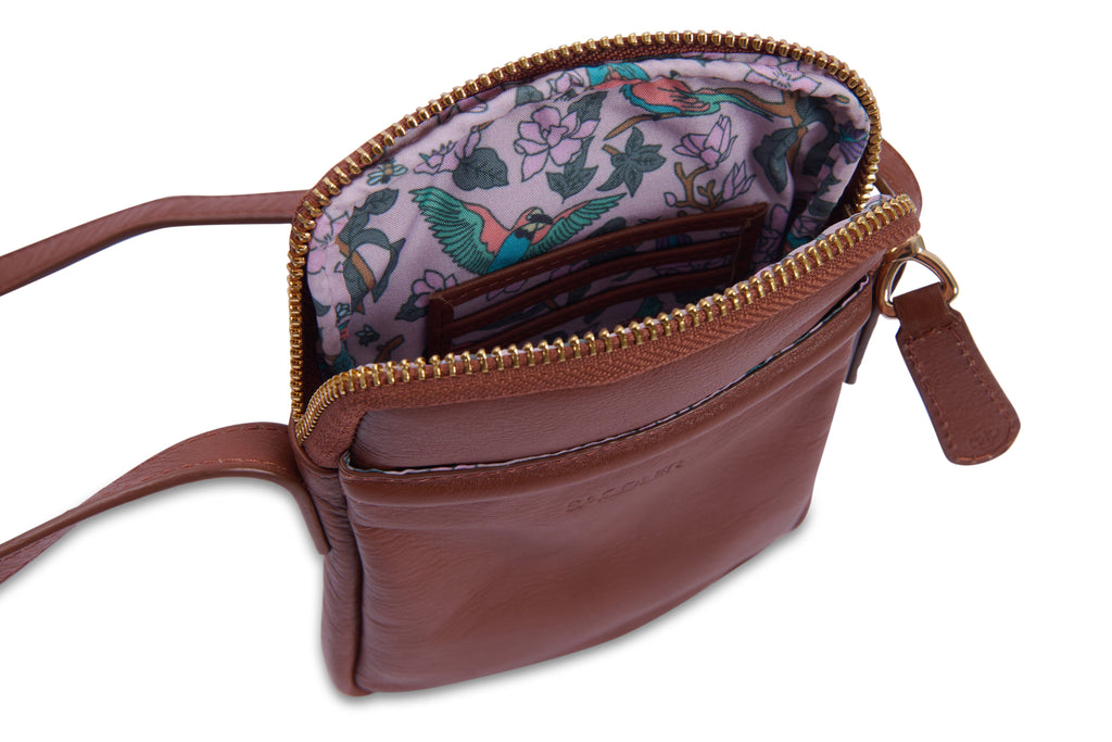 Margot Real Leather Crossbody Zip Top RFID Phone Pouch Gift Boxed