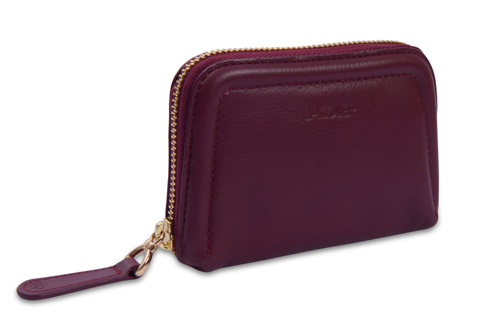 Annabelle 2 Section RFID Real Leather Zip Top Coin Purse Gift Boxed