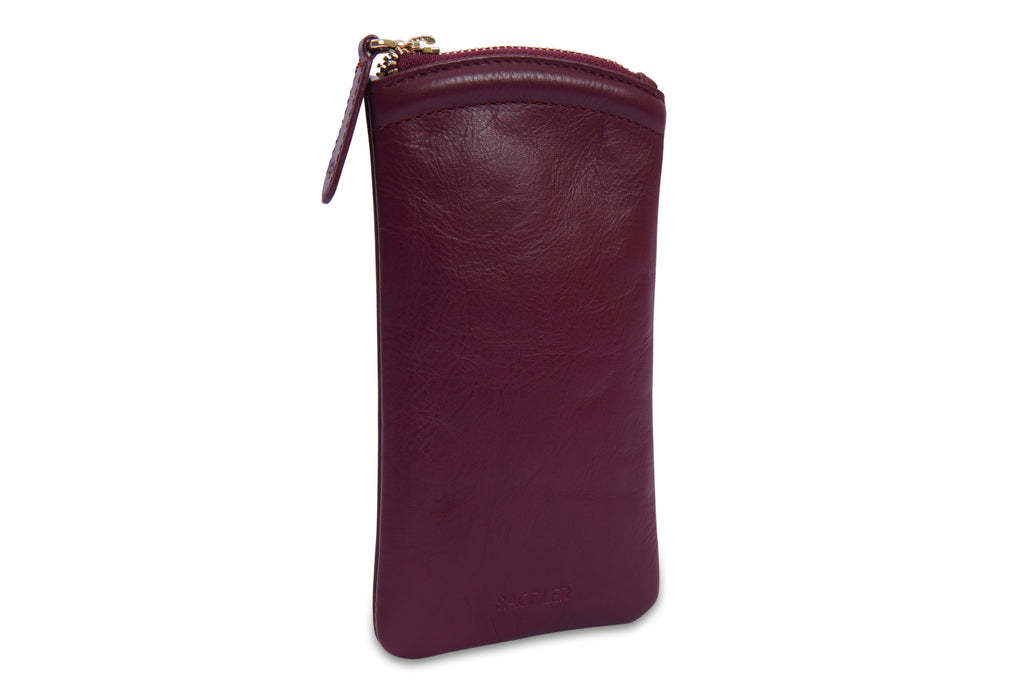 Mabel Zip Top Real Leather Glasses Case with Card Holder Gift Boxed