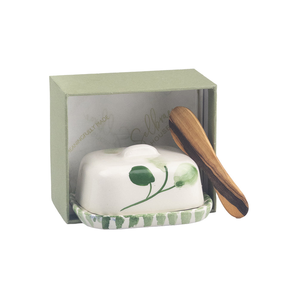 Flora Mini Ceramic Butter Dish & Knife Set
