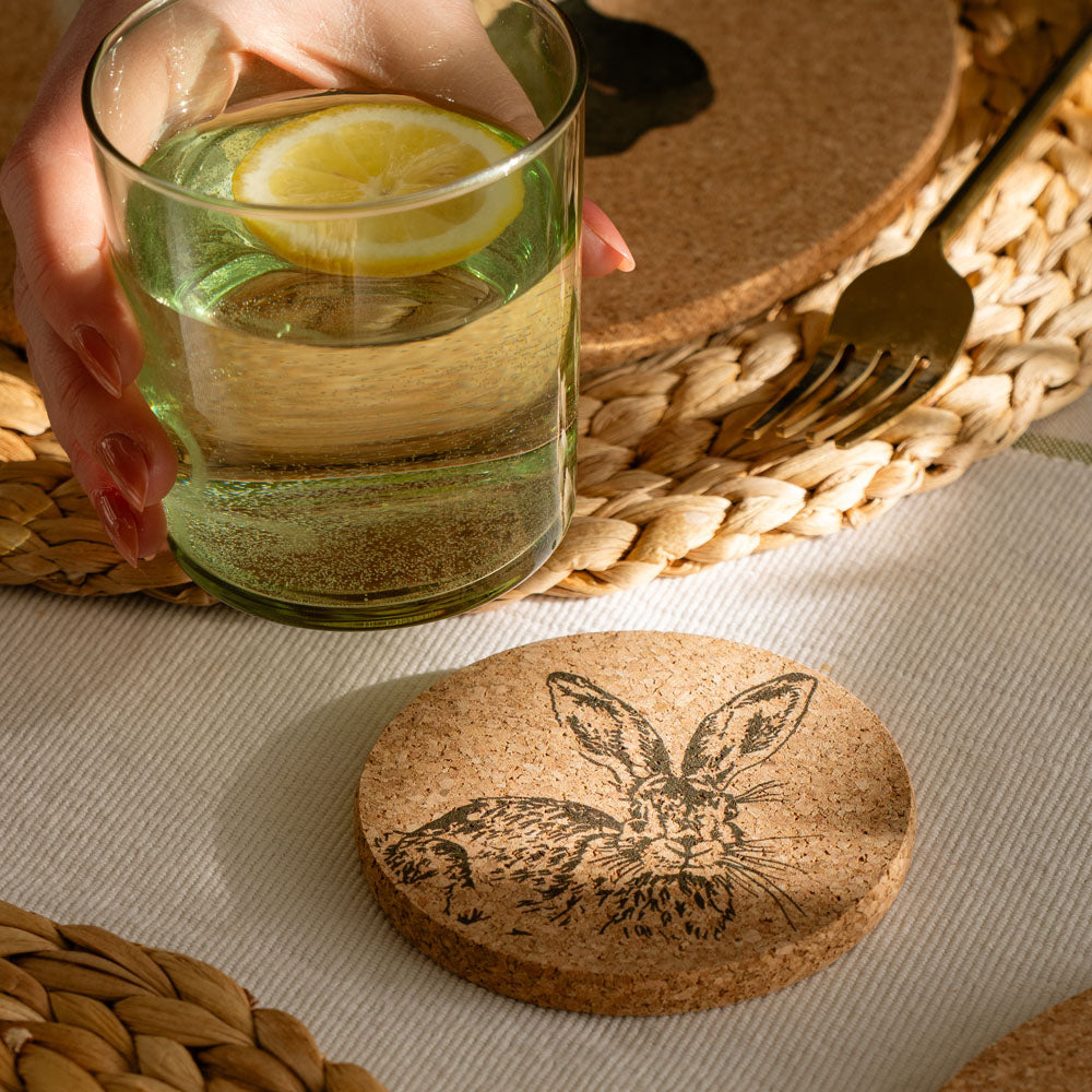Hare Single Cork Coaster