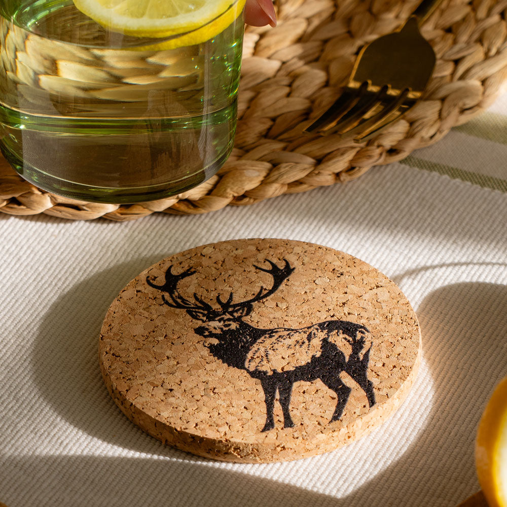 Stag Single Cork Coaster
