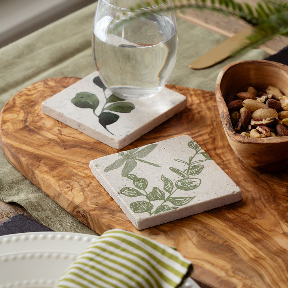 Dragonfly & Flora Single Stone Coaster