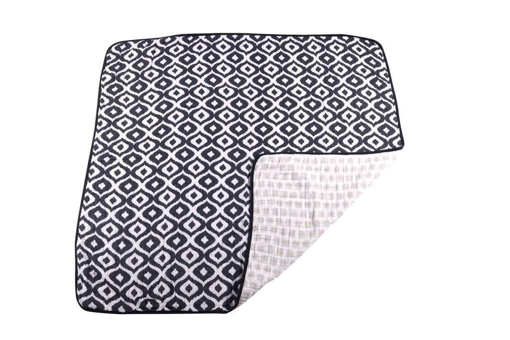 Moroccan Blue and Flower Child Cotton Muslin Blanket